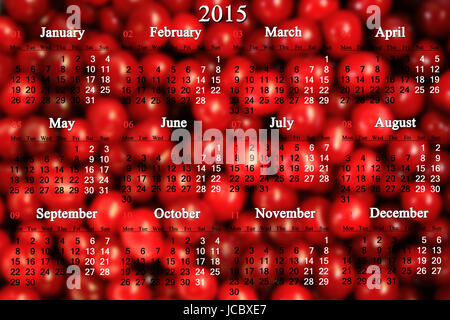 office calendar for 2014 - 2017 years on the background of berries of cherry Stock Photo