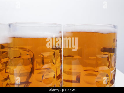 Many large glasses of German lager beer Stock Photo