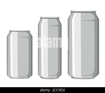 Metal Aluminum Beverage Drink Can Mockup Template Ready For Your Design. Isolated On White Background. Product Packing. Stock Vector