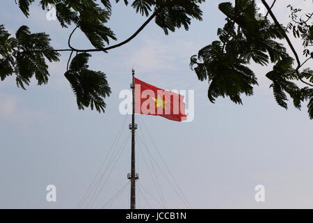 Vietnamese flag flying in Hue city Stock Photo