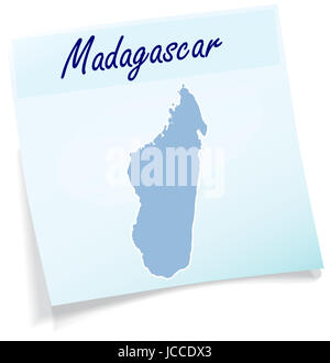 Madagaskar als Notizzettel in Blau Stock Photo