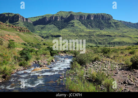 River in the foothills of the Drakensberg Mountains, KwaZulu-Natal, South Africa Stock Photo