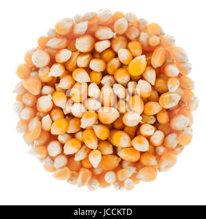 Perfect Circle of Unpoped Corn Seeds Isolated on White Background Stock Photo