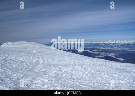 Picturesque view of Kralova hola Mountain in Low Tatras covered in snow, Slovakia Stock Photo