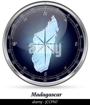 Madagaskar mit Grenzen in Chrom Stock Photo
