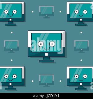 colorful background with pattern of animated lcd monitor Stock Vector