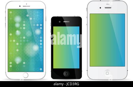 iPhone line of smartphones art Stock Vector