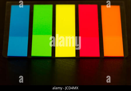 Colorful bookmarks for documents closeup Stock Photo