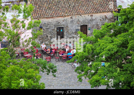 Street cafe in Colonia del Sacramento, Uruguay. It is one of the oldest towns in Uruguay Stock Photo