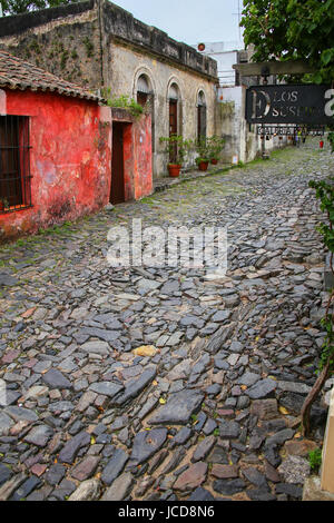 Calle de los Suspiros (Street of Sighs) in Colonia del Sacramento, Uruguay. It is one of the oldest towns in Uruguay Stock Photo