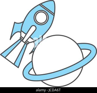 rocket space with saturn planet Stock Vector