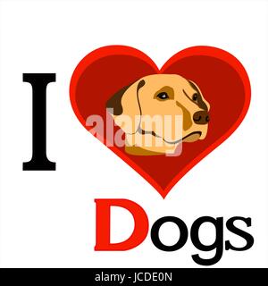 I love dogs text image dog at heart conceptual icon Stock Vector