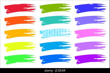 Colorful brush strokes set isolated on white Stock Vector