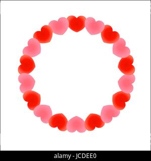 Red pink heart romantic frame, wedding design element with empty space for text Stock Vector