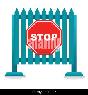 Traffic barrier stop sign icon isolated on white Stock Vector