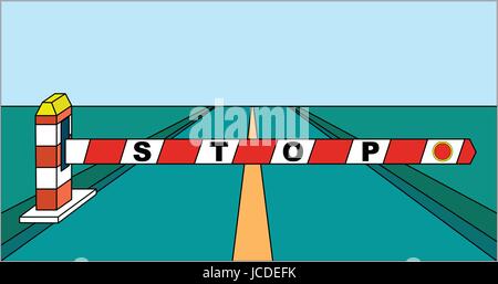 Road barrier gate and stop sign word isolated Stock Vector