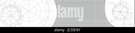 Banner technical drawings abstraction in shades of gray vector graphic image Stock Vector