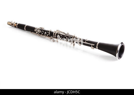 Close-up Of Clarinet Isolated On White Background Stock Photo