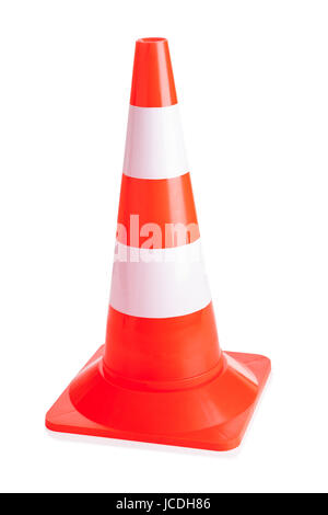 Close-up Of Traffic Cone Isolated Over White Background Stock Photo