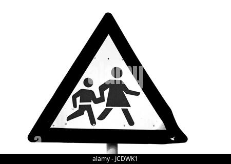 crosswalk sign  simbol isolated  in the sky warning concept Stock Photo