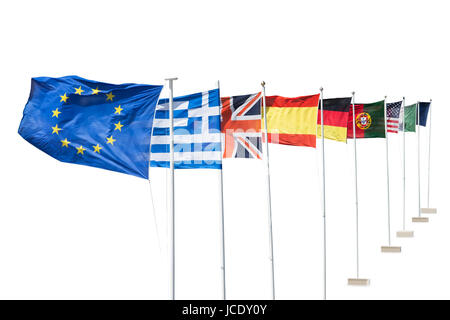 Photo of european flags. Isolated on white Stock Photo