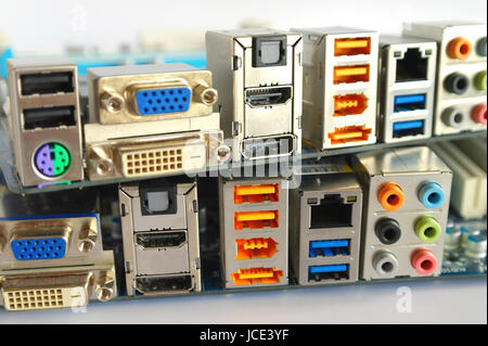 Interface Input Plug Interface plug-and-sockets of computer main boards. Shallow DOF Stock ...