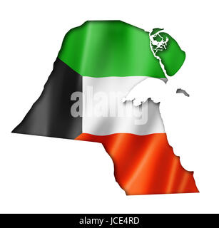 Kuwait flag map, three dimensional render, isolated on white Stock Photo