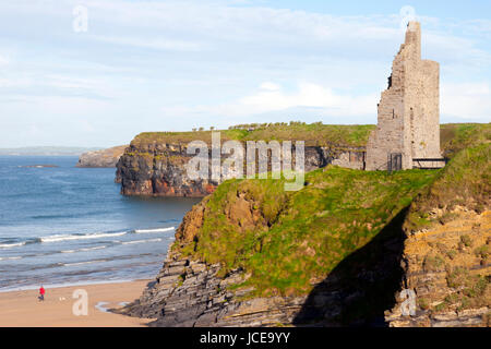 view of the castle beach and cliffs in Ballybunion county Kerry Ireland Stock Photo