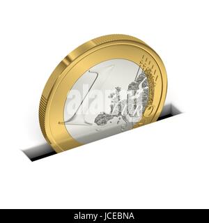 Eine Euro-Münze wird gespart Stock Photo