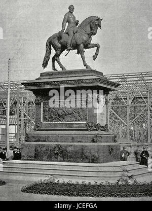 Juan Prim (1814-1870). Spanish  politician and military. Equestrian statue in the Citadel Park, Barcelona, inaugurated in 1887 and destroyed in 1936. Stock Photo