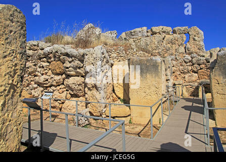 Ggantija neolithic megalithic 5500 years old prehistoric temple complex site Gozo, Malta Stock Photo