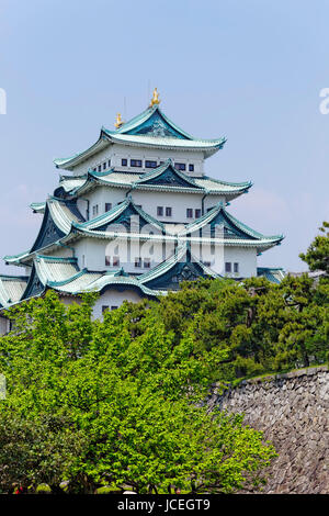 Nagoya castle atop with golden tiger fish head pair called 'King Cha Chi', Japan Stock Photo