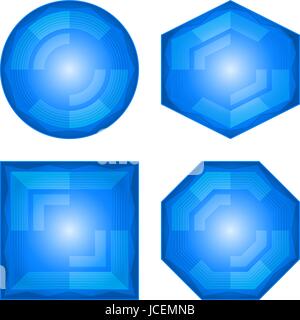 Set blue icons, computer buttons different forms, vector eps10, contains transparencies Stock Vector