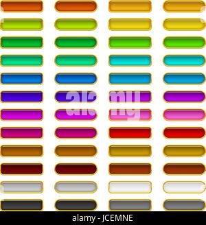 Set of glass buttons, rectangles and ovals, computer icons of different colors for web design. Vector eps10, contains transparencies Stock Vector