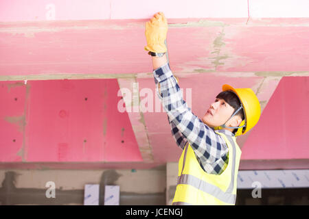 Side view portrait of construction worker Stock Photo