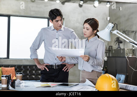 Young architects working at office Stock Photo