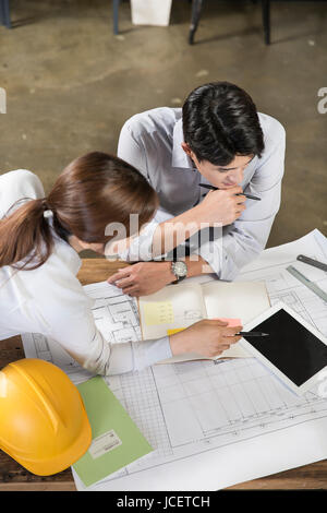 High angle view of young architects Stock Photo