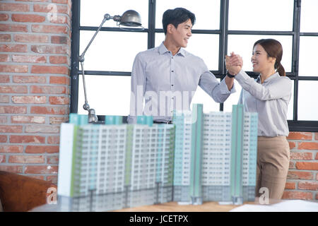 Young smiling architects at office Stock Photo