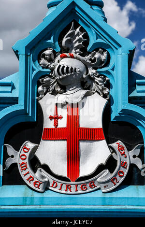 City of London coat of arms and motto ('Domine dirige nos'/Lord guide us), Tower Bridge, London, England, United Kingdom Stock Photo