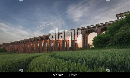 ouse valley viaduct stands sentry over a wheat field in sunny Sussex Stock Photo