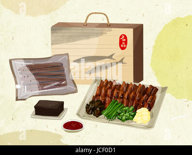 Traditional Korean specialty, dried herring from Guryongpo Stock Photo