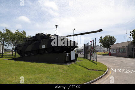 Castlemartin, UK. 15th June, 2017. Tanks and a tower in Castlemartin ...