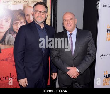 Colin Trevorrow and Dean Norris attend the opening night premiere of Focus Features' 'The Book of Henry' during the 2017 Los Angeles Film Festival at Arclight Cinemas Culver City in Culver City, California on June 14, 2017. Stock Photo