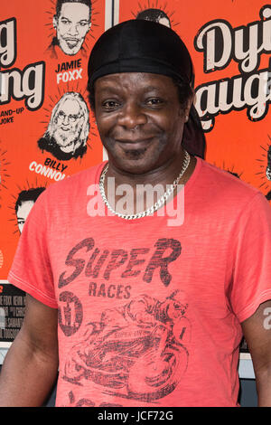 London, UK. 15 June 2017. Comedian Stephen K Amos arrives for the Dying Laughing premiere at the Prince Charles Cinema which opens to the public on 16th June. Dying Laughing is a film about stand-up comedy icons directed by Paul Toogood and Lloyd Stanton. Photo: Bettina Strenske/Alamy Live News Stock Photo
