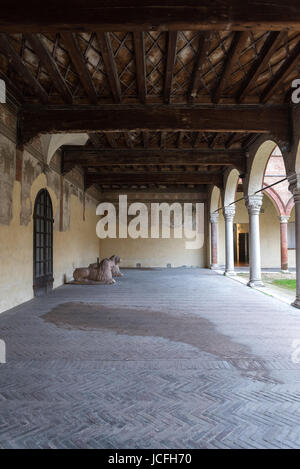 Interior garden in a famous ancient house in Ferrara city Stock Photo