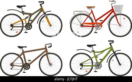 Bike, bicycle set icons. Cycling, transport concept. Vector illustration Stock Vector