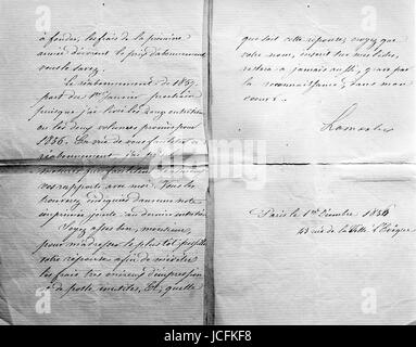 Letter written by Alphonse de Lamartine (1790-1869)  French poet et statesman. He was briefly in charge of government and Minister of Foreign Affairs during the turbulence of 1848. Stock Photo
