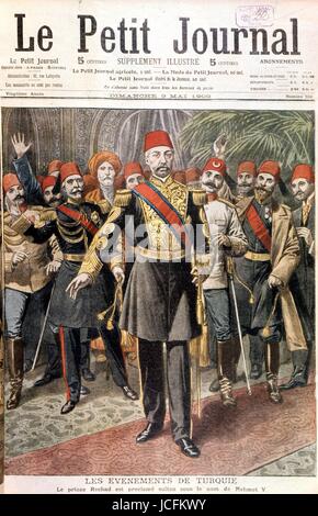Prince Reshad proclaimed Ottoman Sultan under the name of Mehmed V (1844-1918) in Turkey.  From 'Le Petit Journal', May 9, 1909 Photos12.com - Hachedé Stock Photo