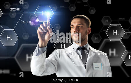 scientist virtual chemical formula projection Stock Photo