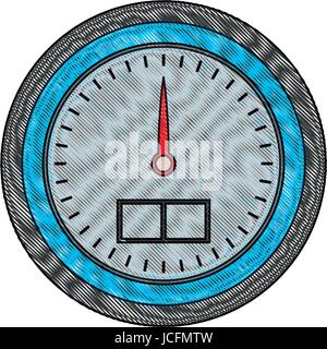 colored crayon silhouette of water meter closeup Stock Vector